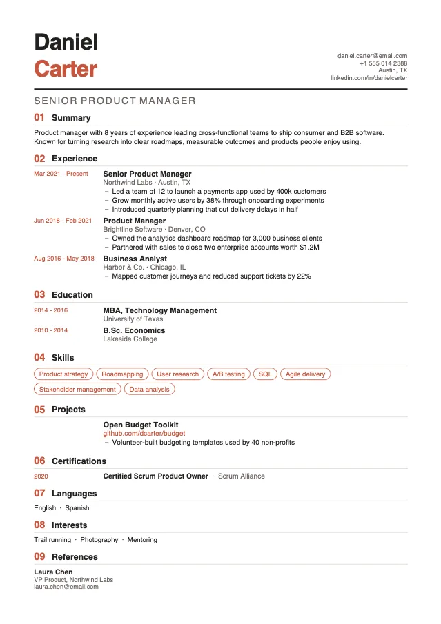 Creative Portfolio resume template preview